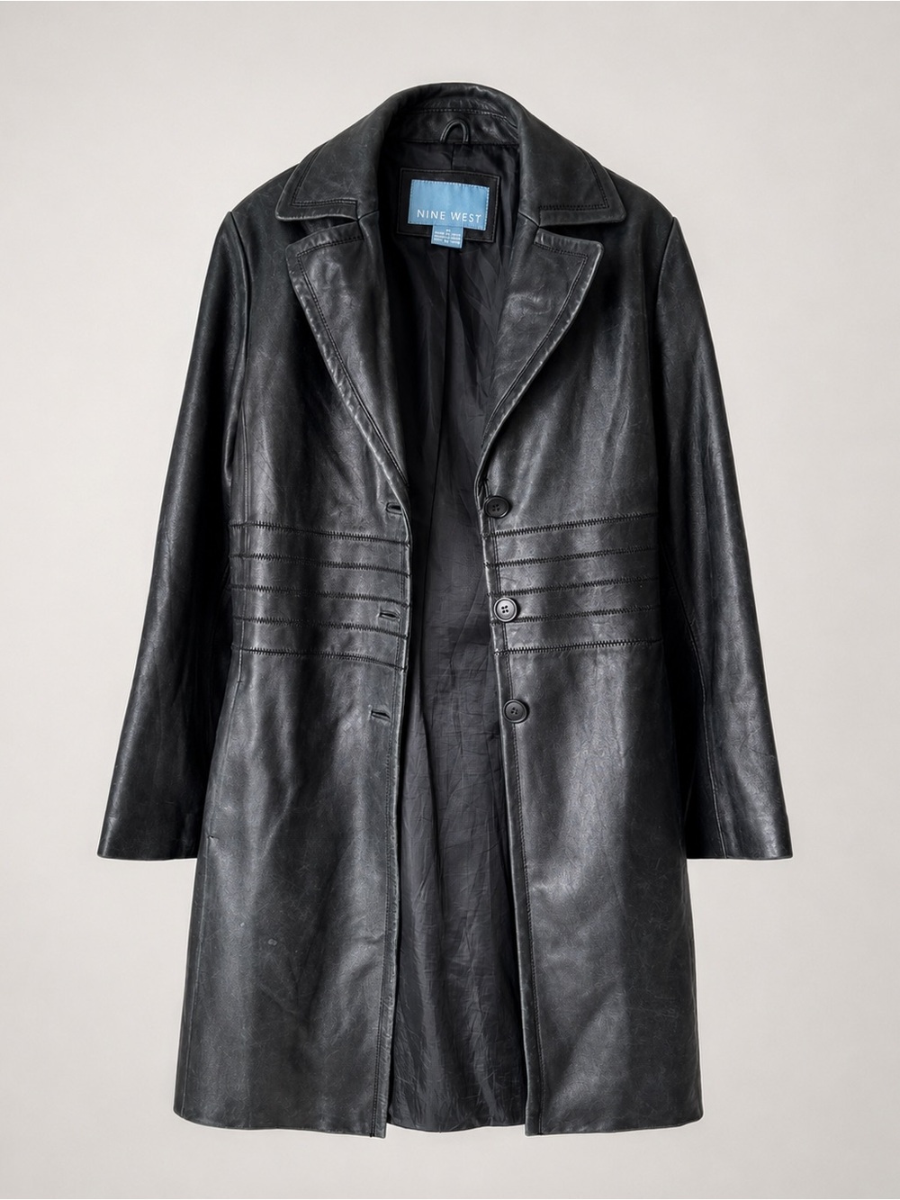 Long Leather Jacket Vintage Y2K Size Medium
